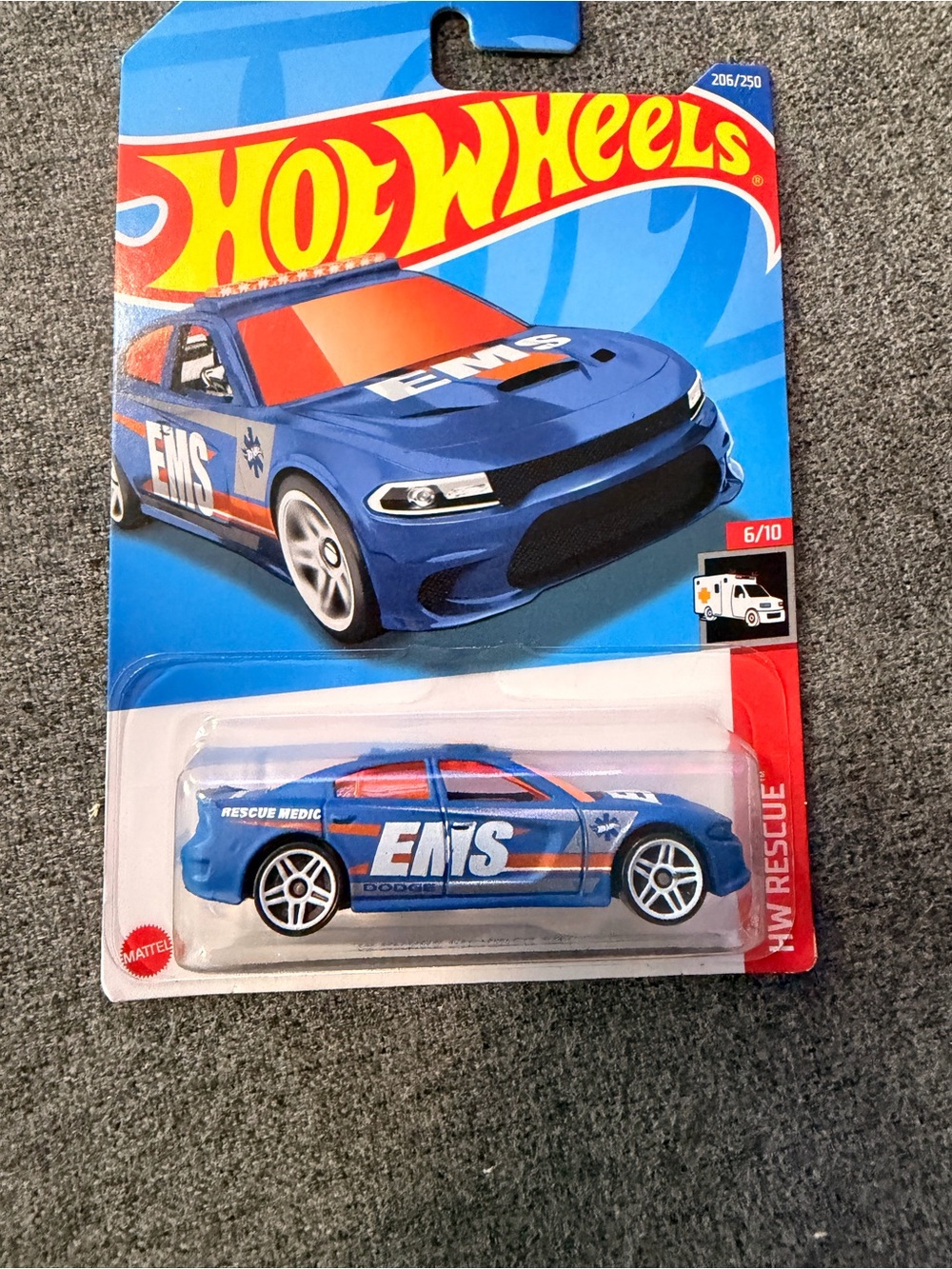 Hot Wheels EMS Rescue Blue Toy Car - Kids Vehicle